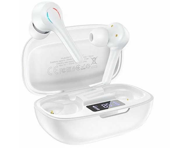 Наушники внутриканальные Borofone BW11, Graceful sound, пластик, микрофон, bluetooth 5.1, цвет: белы