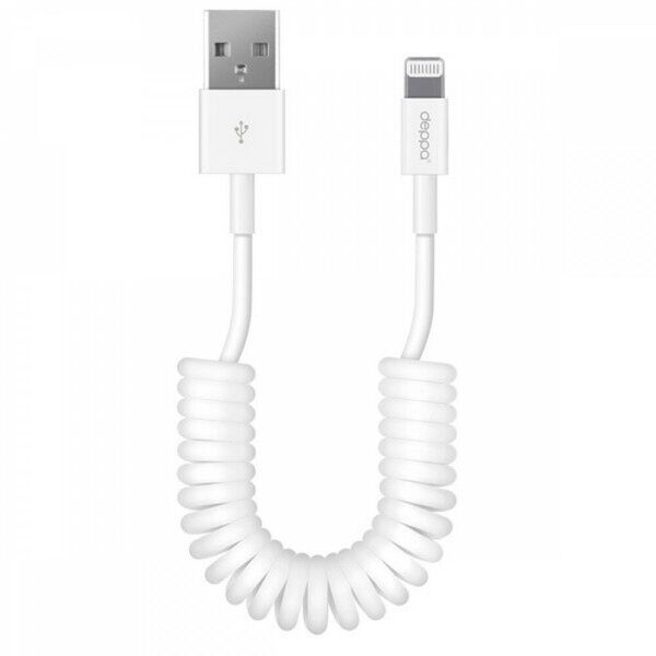 Кабель USB- 8-pin Deppa, витой, 1,5 м, белый