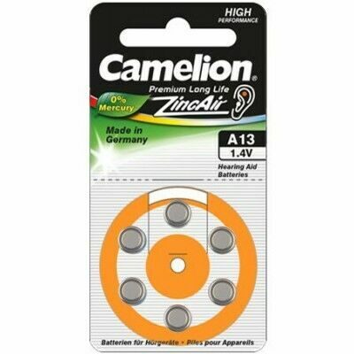 Элем.пит. ZA13-6BL Camelion Mercury Free (для слуховых аппаратов)